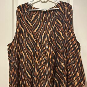 Vintage! Allison-Che one button animal print coverup/kimono sleeveless size 24W